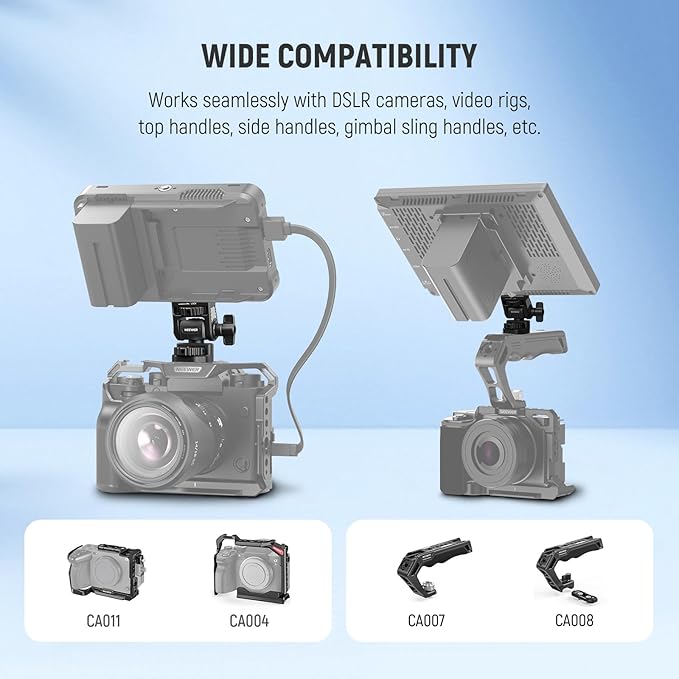 NEEWER Camera Field Monitor Mount Holder Bracket, 360° Swivel 180° Tilt Adjustable with 1/4" & 3/8" Screw Anti Twist Compatible with Atomos Ninja 5" & 7" Compatible with SmallRig Camera Cage, MA022