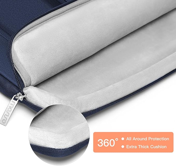 MOSISO 360 Protective Laptop Case 16 inch, 15-15.6 inch Laptop Sleeve Compatible with MacBook Pro 16, HP Acer Dell Lenovo ASUS Notebook, Side Open Bag with 2 Raised&1 Flapover Pockets, Navy Blue