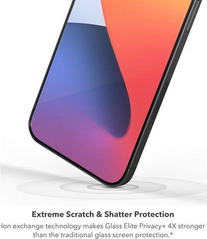 ZAGG InvisibleShield Glass Elite Privacy+ - Privacy Screen Protector for iPhone 12 Pro, 12, 11, XR – 3X Impact Protection (200106681)