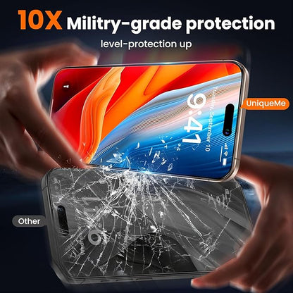 UniqueMe for iPhone 16 Pro Max Privacy Screen Protector, [Military Grade Shatterproof & 9H+ Hardness] Privacy Screen 16 Pro Max Tempered Glass Full Coverage Protection, 2 Packs