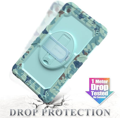 SEYMAC stock Case for Samsung Galaxy Tab A9+ Plus 11'', Full-Body Drop Protection Case with Screen Protector Pencil Holder [360° Rotating Hand Strap] &Stand, SkyBlue Camo