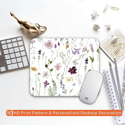 Square Mouse Pad Beautiful Flowers Plants, Personalized Premium-Textured Custom Mouse Mat Design, Washable Mousepad Cloth, Non-Slip Rubber Base Computer Mouse Pads for Wireless Mouse