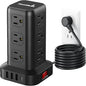 PD 20W USB C Surge Protector, Mini Power Strip Tower Travel 12 AC 4 USB Power Strip with USB Ports 6.5FT Overload Protection for Home Office