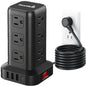 Extension Cord with Multiple Outlets, SMALLRT Power Strip Tower with USB Ports 12 AC Outlets, PD 20W USB C, 15FT Outlet Extender for Home Dorm, Office Supplies, Overload Protection