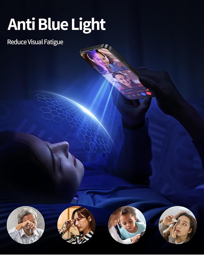 NIMASO for iPhone 16e/13 Pro/13/14 Screen Protector, 2 Pack Anti Blue Light Tempered Glass Screen Protector for iPhone 16e, Automatic Dust Removal, Instant Installation (6.1 inches)