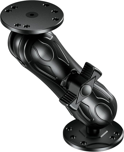 Aluminum Alloy Fish Finder Mount with 1.5" Ball AMPS Hole Round Plates, 5.7" Medium Arm Marine Electronic Mount Tablet Holder for Garmin, Lowrance, Humminbird, Raymarine and More