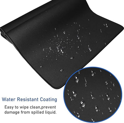 Large Extended Gaming Mouse Pad with Stitched Edges, (31.5X15.7In) Durable Non-Slip Natural Rubber Base, Waterproof Computer Keyboard Pad Mat for Esports Pros/Gamer/Desktop/Office/Home-Black