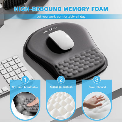 Aszqvd Ergonomic Mouse Pad with Wrist Support, Black Mousepads for Desk