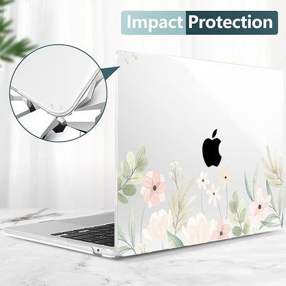 TWOLSKOO for M4 MacBook Air 13.6 inch Case 2025-2022 Release M4 A3240 M3 A3113 M2 A2681, Plastic Hard Shell & Screen Protector & Keyboard Cover & Trackpad Film, Watercolor Floral