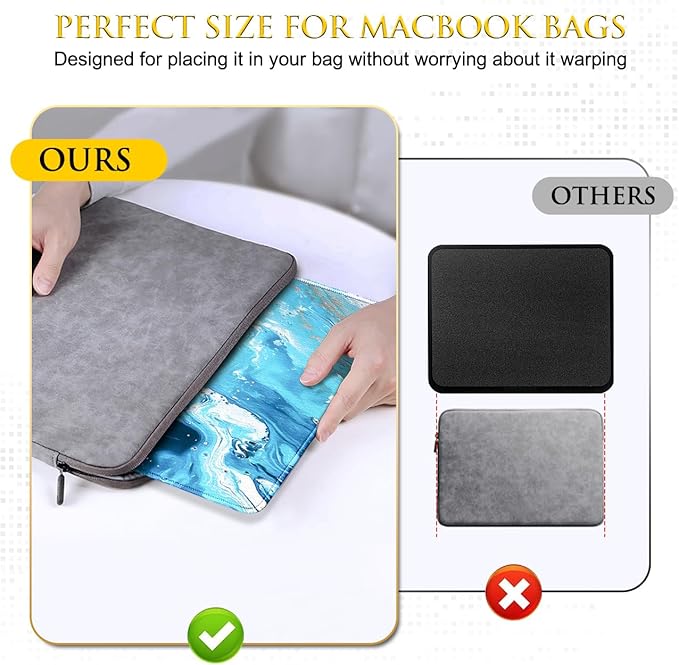 JIKIOU 3 Pack Mouse Pad with Stitched Edge, Comfortable Mouse Pads with Non-Slip Rubber Base, Washable Mousepads Bulk with Lycra Cloth, Mouse Pads for Computers Laptop Mouse 10.2x8.3x0.12in Blue Wave