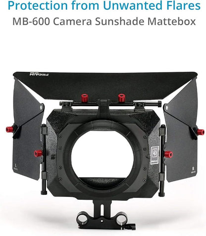 Camera Shoulder Support Rig Kit with Cage & Matte Box for DSLRs Video Camcorder. Adjustable Brackets & Handles. Fits Multiple Lenes Diameter up to 95m. 4x4 Filter Holders. (FC-02)