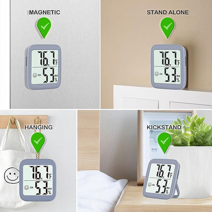 Antonki 2 Pack Room Thermometer for Home, Indoor Hygrometer Humidity Meter Gauge, Digital Temperature and Humidity Sensor Monitor for House, Terrarium, Incubator, Greenhouse - Battery Included