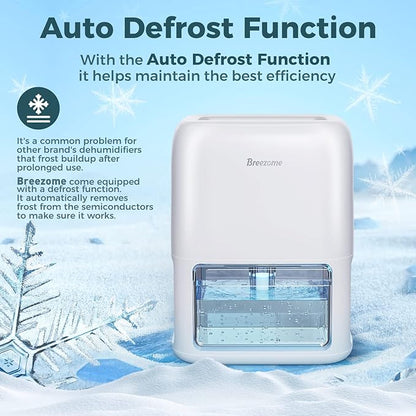 BREEZOME 60 OZ Dehumidifiers for Home, Dual-Semiconductor Quiet Dehumidifier with Timer Sleep Mode Auto-Off 7 Colors Light Portable Small Dehumidifiers for Bathroom, Cloakroom, RV