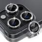 Choiche Compatible for iPhone 16 Pro/iPhone 16 Pro Max Camera Lens Protector Bling, 9H Tempered Glass Camera Cover Screen Protector Metal Ring Decoration Accessories (Diamond-Black)