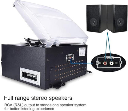 DIGITNOW Bluetooth Record Player Turntable with Stereo Speaker, LP Vinyl to MP3 Converter with CD, Cassette, Radio, Aux in and USB/SD Encoding, Remote Control, Audio Music Player Built in Amplifier