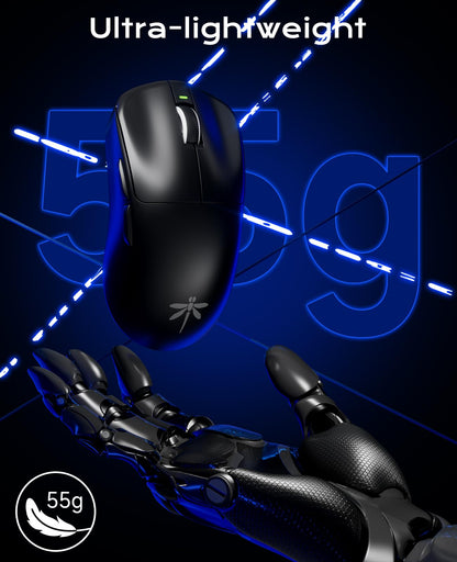 VGN Dragonfly F1 Pro Max Wireless Gaming Mouse, 130h Playtime Long Endurance, 55g Lightweight, PAW3395 26K DPI Flagship Sensor, 4000Hz Polling Rate Supported, Low Latency Esports Peripherals, Black