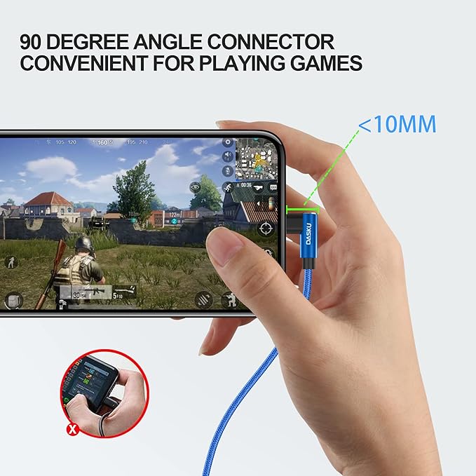 90 Degree iPhone Charger [MFi Certified] USB A Lightning Cable 6FT, 2 Pack