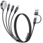 4-in-2 Charging Cable for Apple Watch Charger/Samsung/iPhone Charger,Car/Travel Essentials,Type C Cable Multi Cord for iWatch Ultra/10-2/iPhone 16-11/Samsung S25-S20,PlayStation 4,iPad,airPods-Black