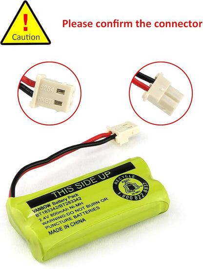 BT183342/BT283342 2.4V 800mAh Ni-MH Battery Compatible with AT&T VTech Cordless Phone Batteries BT166342/BT266342 BT162342/BT262342 CS6709 CS6609 CS6509 CS6409 EL52100 EL50003 (Pack 8)