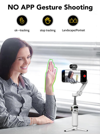 AOCHUAN Gimbal Stabilizer for Smartphone,NO APP Tracking,20CM Extension Rod,Face & Object Tracking stabilizer for iPhone & Android,3-Axis OLED Gimbal for Video Recording-AOCHUAN Smart X2AI Black