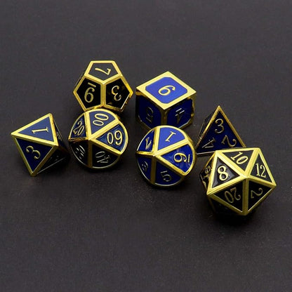 Haxtec Temperature Color Chaning Metal DND Dice Set Gold Blue Polyhedral D&D Dice Compatible with Dungeons and Dragons RPG-Gold Black Blue Shift