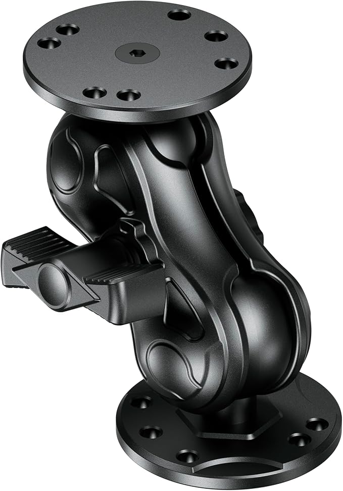 Aluminum Alloy Fish Finder Mount with 1.5" Ball AMPS Hole Round Plates, 3.5" Short Arm Marine Electronic Mount Tablet Holder for Garmin, Lowrance, Humminbird, Raymarine and More