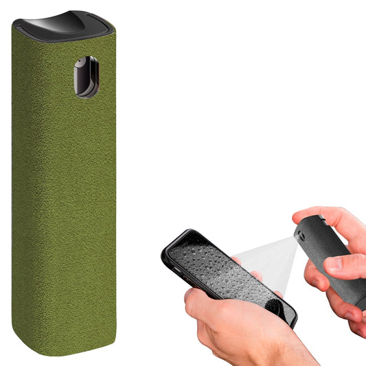 IO CLEAN Mini Screen Cleaner Spray – Finger Proof Screen Cleaner for Smartphones, iPads, MacBooks, Laptops, Car Screens, Touchscreens – 3in1 Mist Cleaner, Microfiber Cloth and Protective Cover (Khaki)