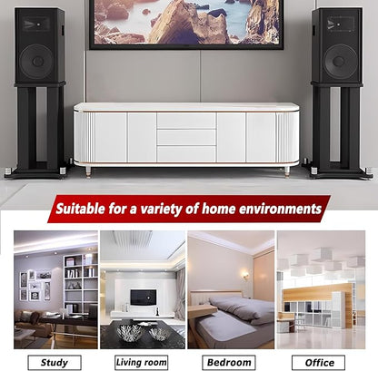 A Pair of Universal Speaker Stands, Heavy Duty Speaker Stands Holds Bookshelf Speaker Satellite Speaker Large Speaker, Vibration-Absorbing MDF Design, Holds 88lbs Speaker (Black, 20cm/7.8in)