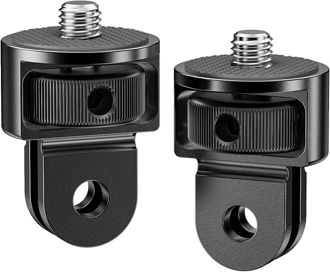 2 Pieces Camera Tripod Mount for Gopro Adapter 360°Adjustable Aluminum Alloy Conversion Adapter for GoPro Hero, Insta360, Sjcam Action Cameras and Other Standard 1/4 Accessories (GC-1)