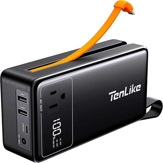 Portable Power Station 99.9Wh Power Bank for Camping Essentials Small Electric Mini Generator Large Lithium Battery with 110V AC Plug in Output 60W Type-C Laptop Home Backup Outdoor Emergency