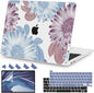 Teryeefi Compatible with M2 M1 MacBook Pro 13 Inch Case A2338 A2289 A2251 A2159 A1989 A1706 A1708 (2024 20203 2022-2016), Hard Shell Case & Keyboard Cover for Mac Pro 13" - W-Flowers