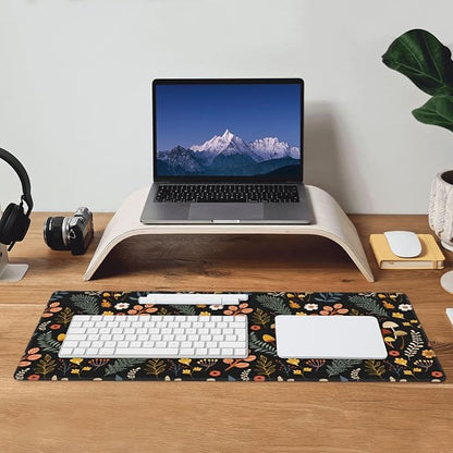 Gaming Mouse Pad Floral Desk Mat, Botanical Mouse Pad, Vintage Desk Mat, Wildflower Mouse Pads, Nature Desk Decor, Garden Desk Pad 31.5×11.8