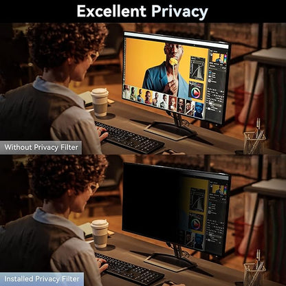 [2-Pack] 23.8 Inch Computer Privacy Screen Filter for 16:9 Widescreen Monitor, Removable Eye Protection Anti Glare Blue Light Filter Privacy Shield, Anti Scratch Anti Spy Screen Protector Film 23.8 In