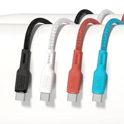 BLACK+DECKER USB C Multi Charging Cable, Fast Multi Charger Cable w/Adapter Braided 2in1 Multiple USB Cable, Universal Charging Cord w/Type C/USB Adapter for iPhone 17 16 15/Samsung/LG/Tablets/More