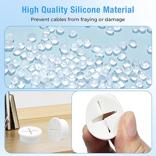 Desk Grommet, 3/4 in 20 mm Silicone Rubber Grommets, Yellow Desk Hole Cover for Cables, Flexible Wall Cord Pass Through Grommet for Office Table Computer Home Furniture Wire Organizer-8 Pcs