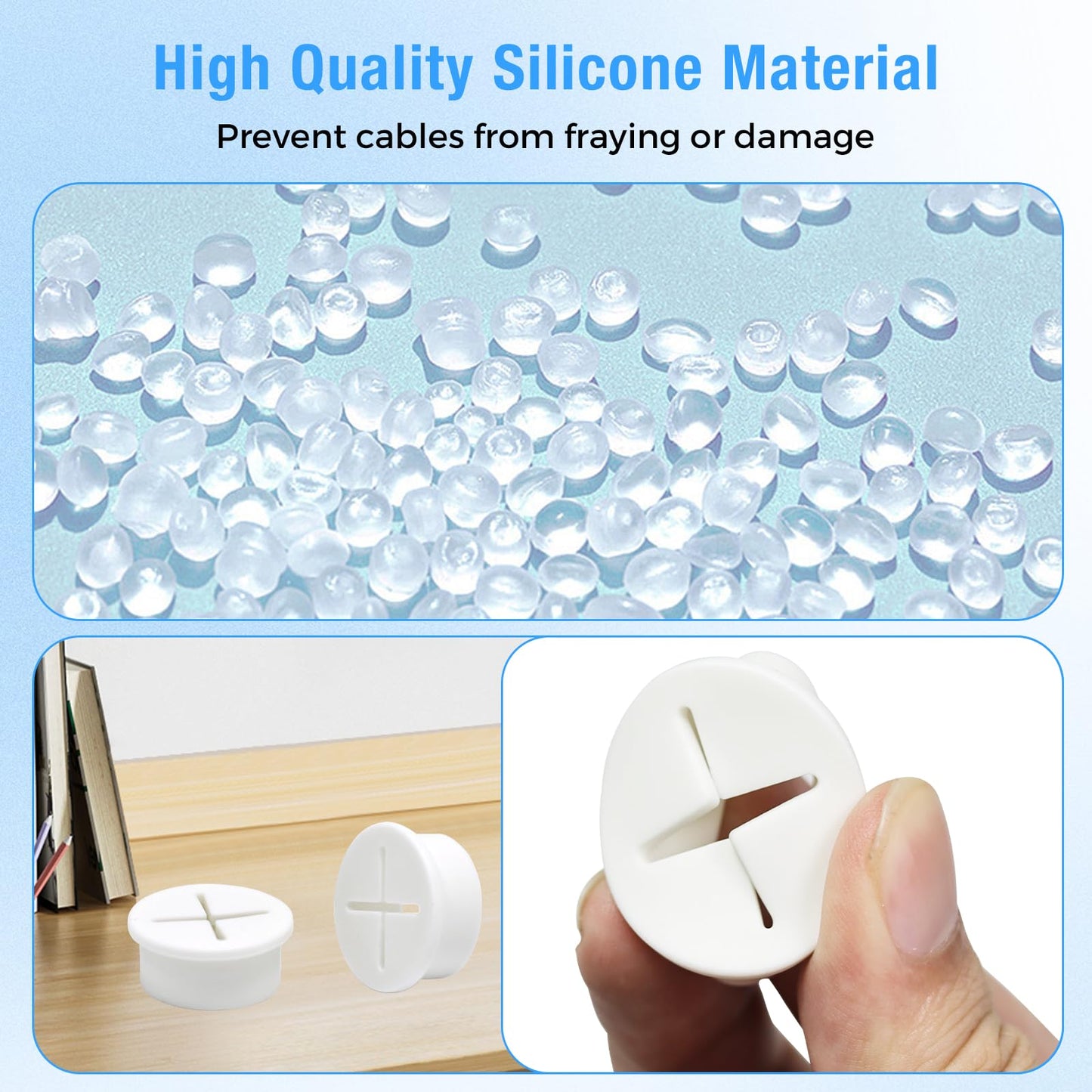 BOPOREAE Desk Grommet, 3/4 in 20 mm White 15 Pcs Silicone Rubber Grommets