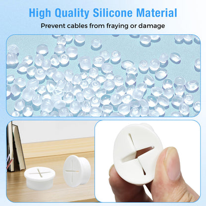 BOPOREAE Desk Grommet, 3/4 in 20 mm White 15 Pcs Silicone Rubber Grommets