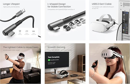 KIWI design 16FT Link Cable Compatible with Oculus/Meta Quest 3S Accessories, and Quest 3/2/Pro/Pico 4, USB3.0 Link Cable with 5Gbps Super Speed