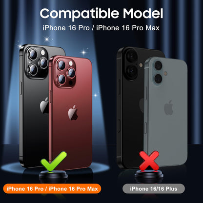 UniqueMe for 3 Pack iPhone 16 Pro/iPhone 16 Pro Max Camera Lens Protector - [Drop Protection] [Case Friendly] 9H Tempered Glass Camera Cover Screen [Update New Version] - Matte Black