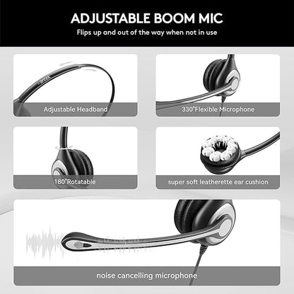 Headset wtih Mic, USB Headset with Microphone for PC, Computer Headset with Noise Canceling Microphone with Mute for Home Office Online Skype Zoom Meetings