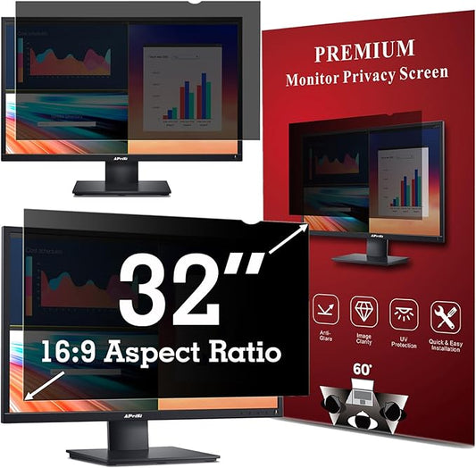 APeiSi 32 Inch Privacy Screen Filter for Widescreen 16:9 Monitor | Privacy Shield | Anti-Glare | Anti-Blue light Protector | Eye Protection | Computer Security Private Filter