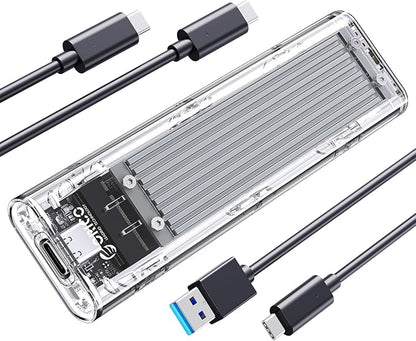 ORICO M.2 NVMe SSD Enclosure, USB 3.2 Gen 2 (10 Gbps), Transparent External Solid State Drive Adapter Enclosure for 2280 2260 2242 2230 PCI-E M2 M-Key SSD, USB Type C Converter Case-TCM2 Silver