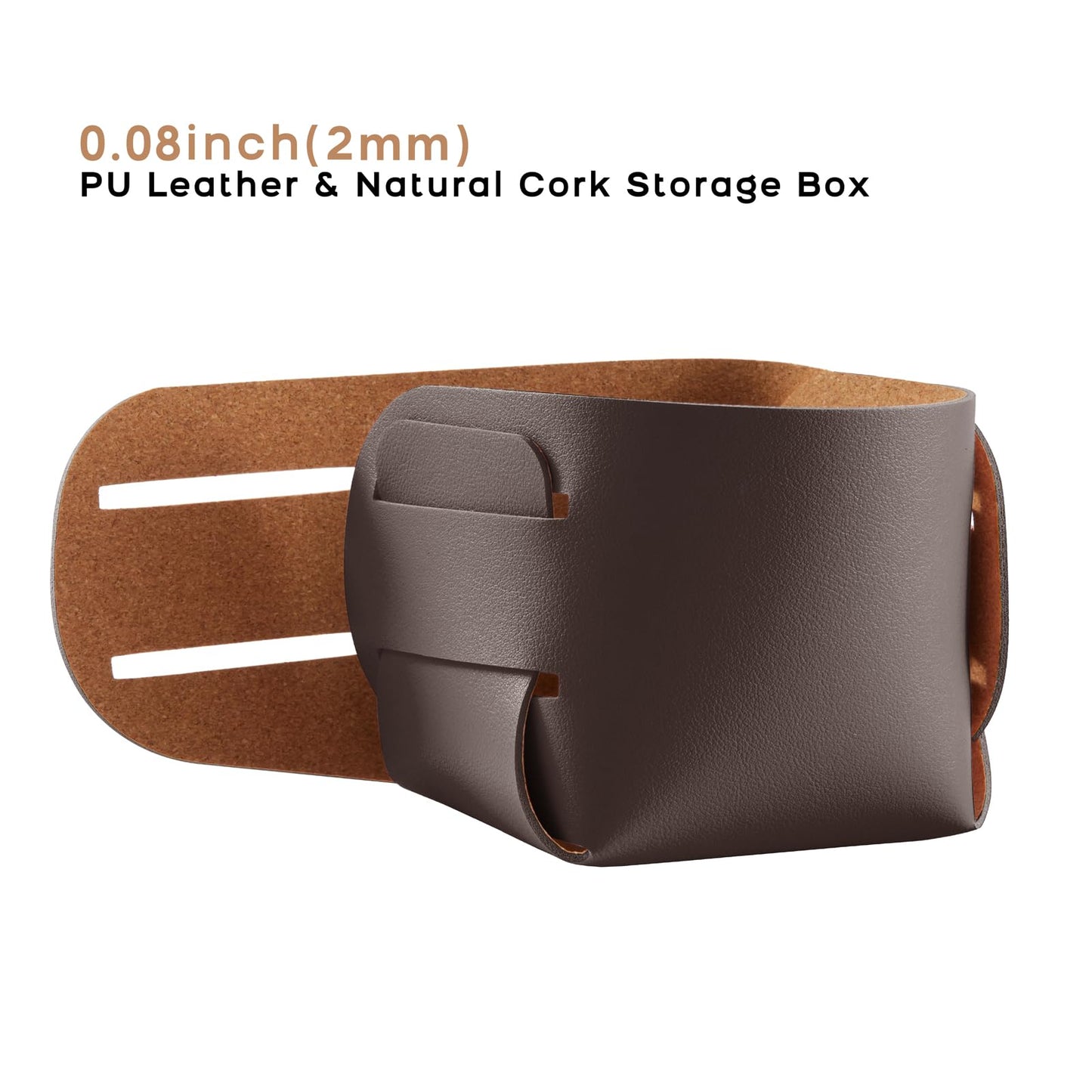 HOMIEAZICOZI 2-Pack Cork Leather Desk Accessories Storage - Pencil Pen Holder - Makeup Brush Holder Organizer - Stylish Addition to Home Decor (Coffee)