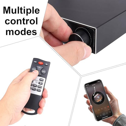 5.3 Bluetooth Audio Amplifier 2-Channel Stereo Hi-Fi Amplifier with Optical/Bluetooth/USB/HDMI/AUX, Dual Microphone Channels for Home Theater/Speakers/TV Sound System