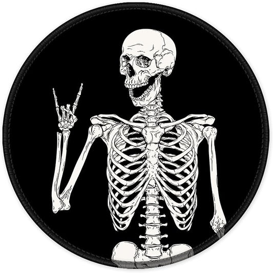 ITNRSIIET Round Mouse Pad with Stitched Edge Premium-Textured Waterproof Non-Slip Rubber Base Desktop Protection Mat Diameter 8.7 inches, Human Skeleton