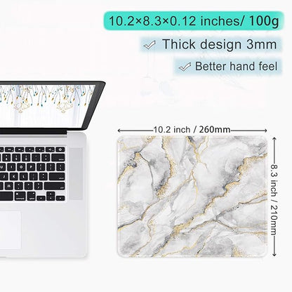 ITNRSIIET Mouse Pad with Stitched Edge Premium Textured Smooth Precise Operation Waterproof Washable Non-Slip Rubber Base Desktop Protection Mat, 10.2×8.3×0.12 inches, Gray Marbling