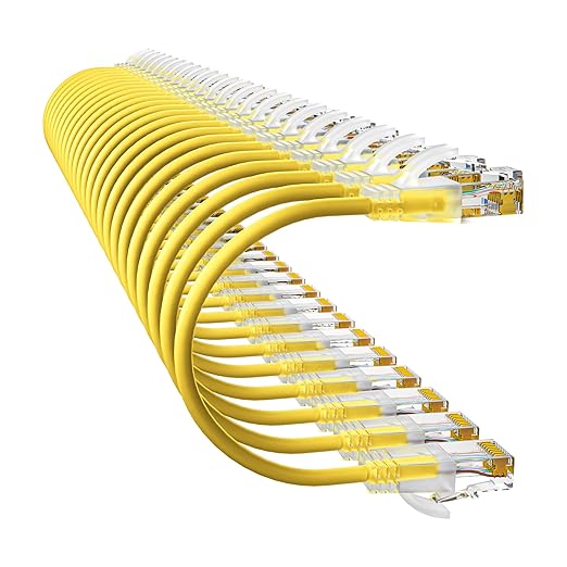 10Gsupxsel Cat6a Patch Cables 2ft (24 Pack) Slim, Cat6 Ethernet Patch Cable Pure Copper, Flexible Cat 6 Patch Cable 550MHZ 10G, Space-Saving Cat 6A Network Cables for Patch Panel, Yellow