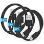 3-Pack Black [3.3FT+3.3FT+6FT] USB A to USB C Cable，USB to USB C Car Carplay Cable for iPhone 16 15 Pro Plus Pro Max，for iPad Pro/Air/Mini，for Samsung S24/S23/S22/S21，for MacBook Pro/Air and More