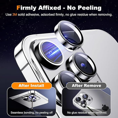 Hoerrye for iPhone 15 Pro Max/iPhone 15 Pro Camera Lens Protector [3+1] [Keep Lens Original Design] 9H Tempered Glass Camera Cover Screen Protector,White Titanium