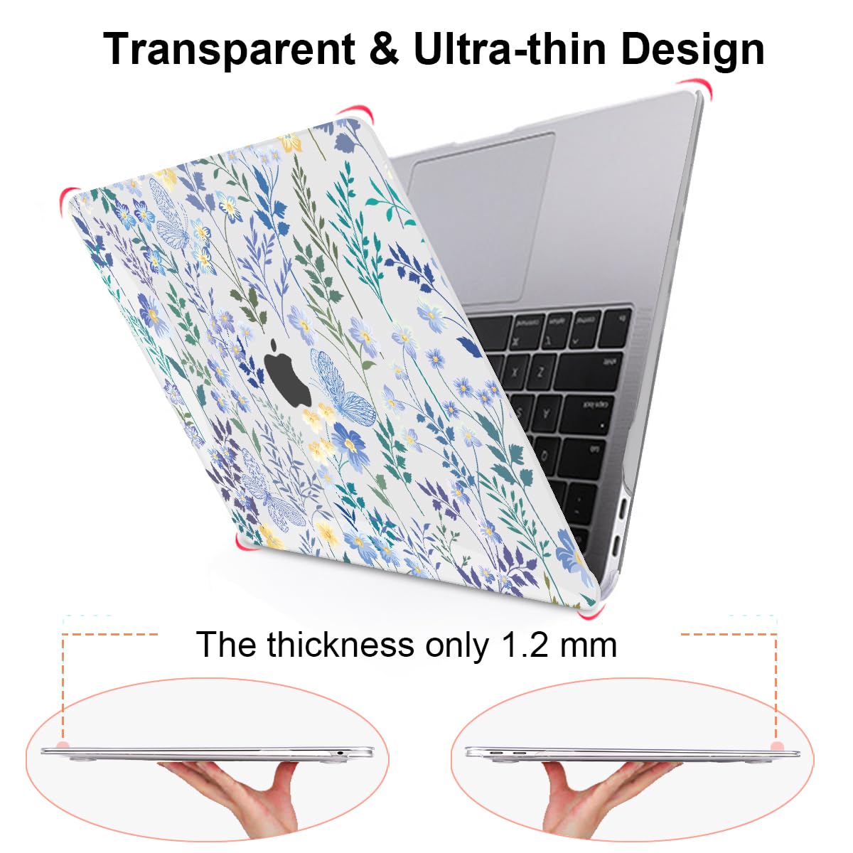LCMOCICO Compatible with 2021 2020 MacBook Air 13 inch Case M1 A2337 A2179 A1932 2018 2019 Release, Pattern Plastic Hard Shell Case & Keyboard Cover for Mac Air 13 Touch ID, Meadow Wildflower